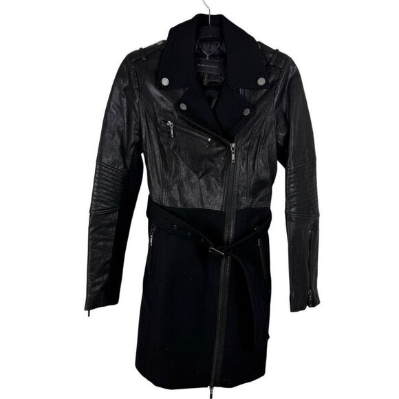 BCBGMaxzaria leather belted moto jacket - Picture 1 of 9